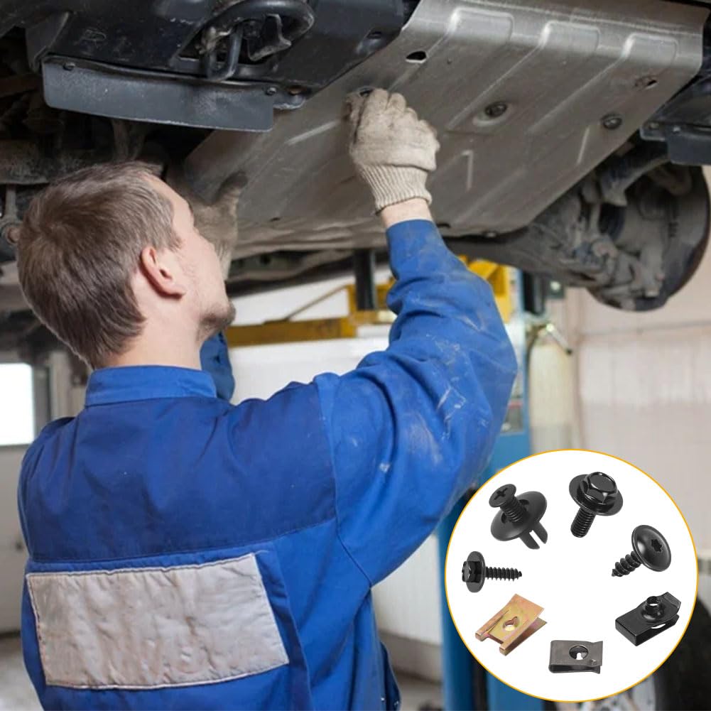 Detalle de Adiwo Kit Universel 64 pièces: vis, boulons et clips pour carrosserie et cache sous-moteur