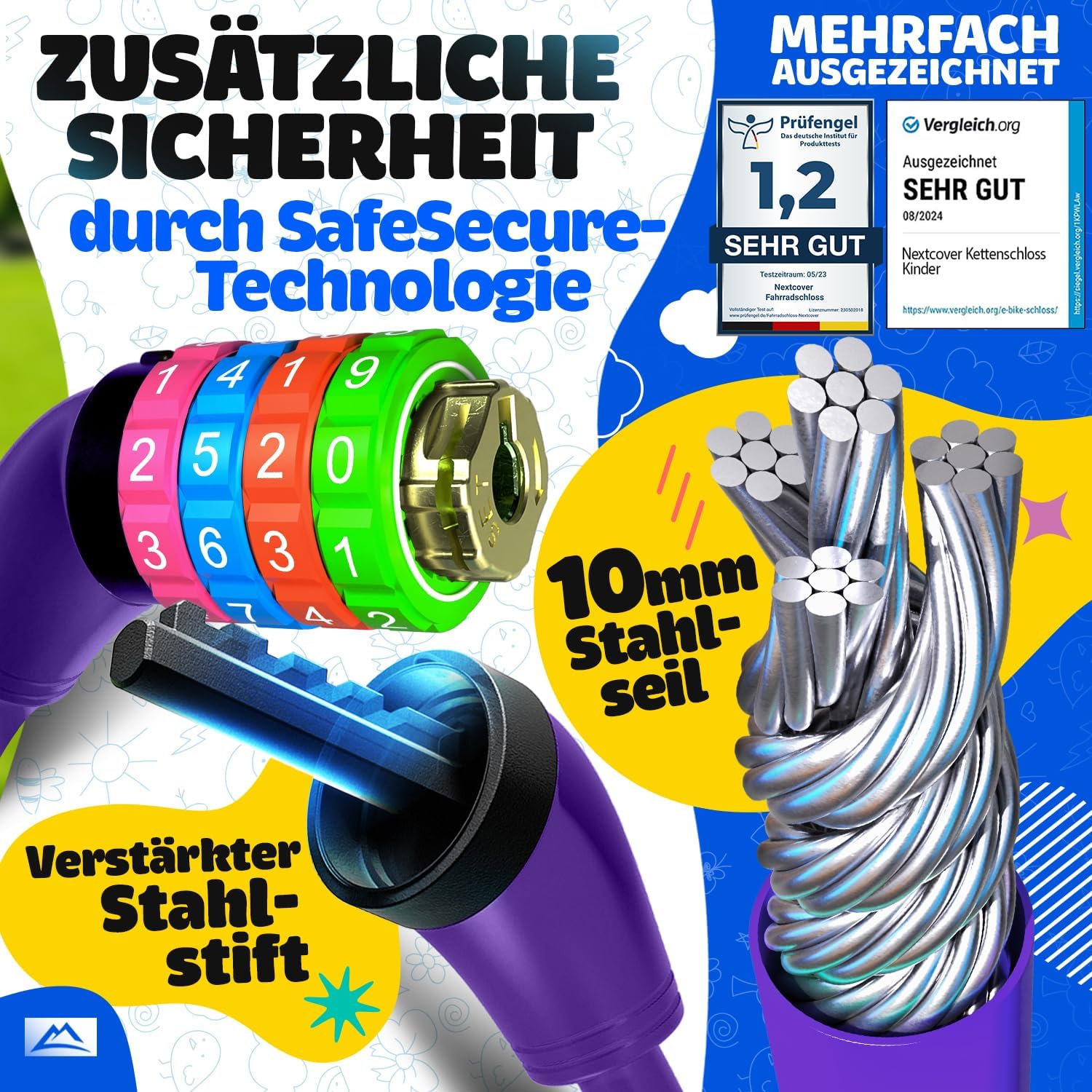 Detalle 2 de Nextcover Fahrradschloss Kinder mit 5-stelligem Code