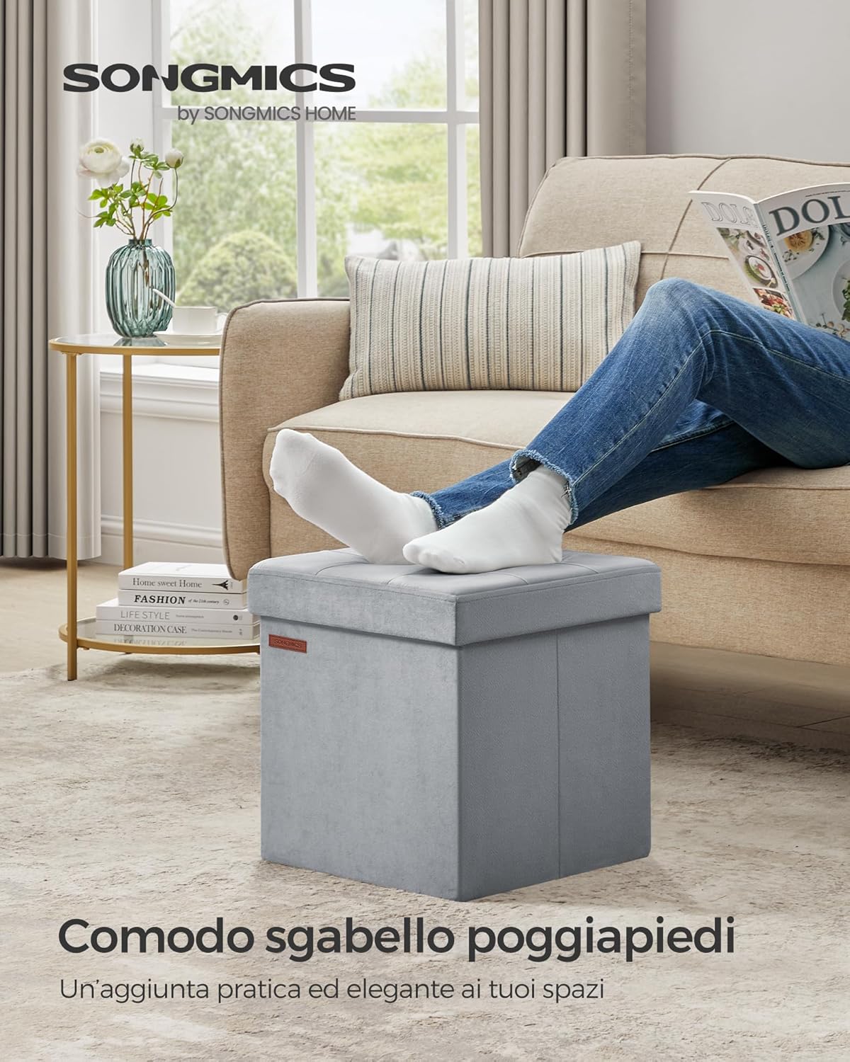 Detalle 2 de SONGMICS LSF227G02 pouf cassapanca 38 x 38