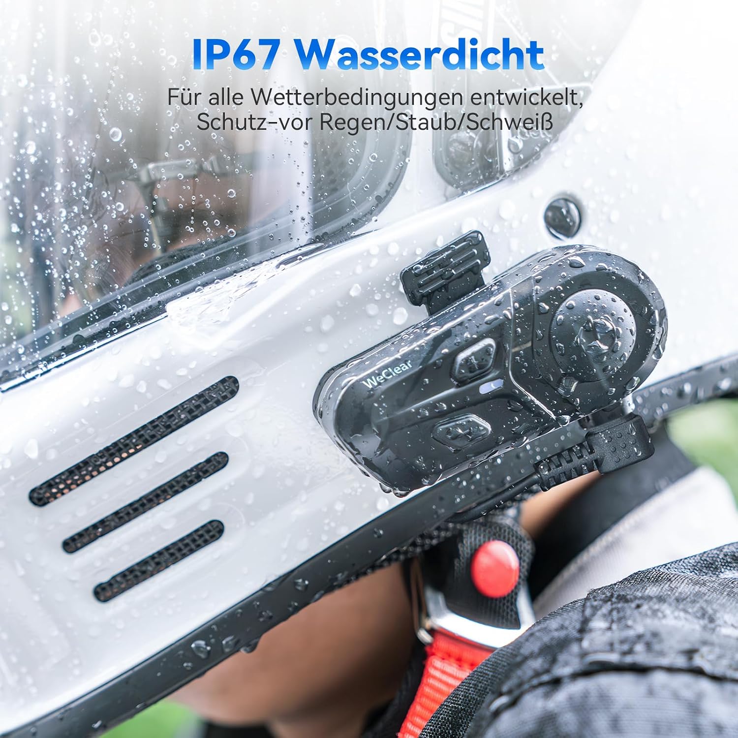Detalle de WeClear L1 Motorradhelm Headset (Bluetooth 5.3) ohne Intercom, 40-mm HiFi-Lautsprecher, IP67