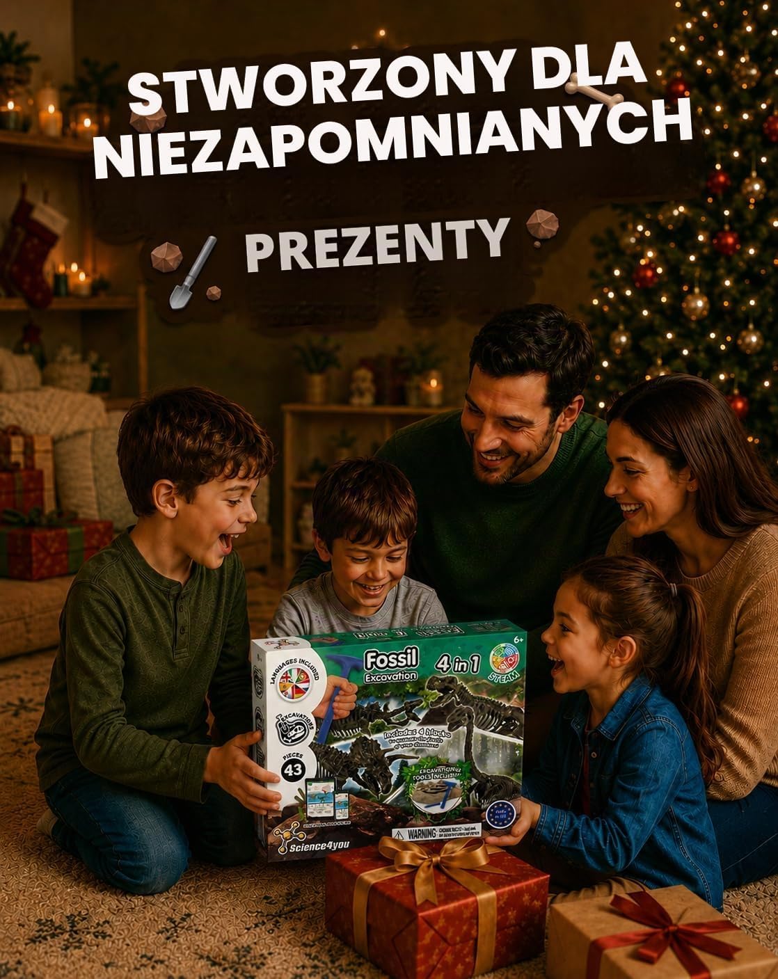 Detalle de Science4you 80000516 – zestaw do wykopalisk 4 w 1, 4 dinozaury