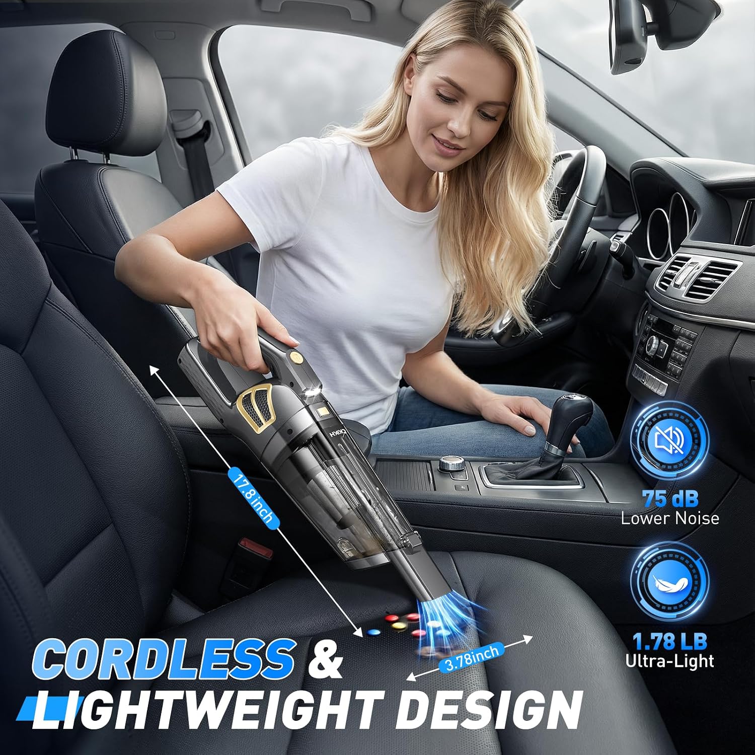 Thumbnail 6 de CKIKH Cordless Handheld Vacuum, 15,000 Pa Suction, HEPA Filter and LED Light