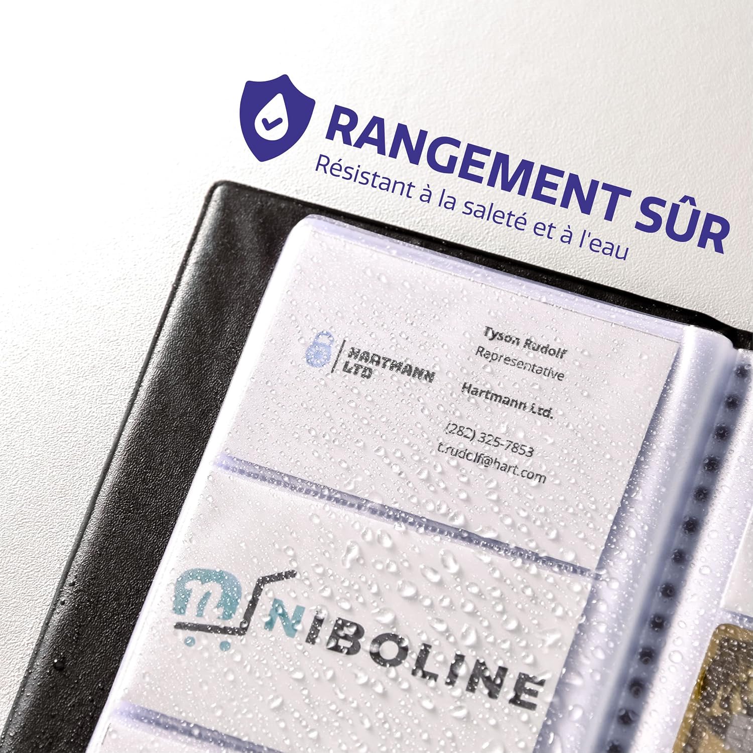 Detalle de Praknu porte-cartes de visite transparent pour 480 cartes — intérieur transparent, format pratique