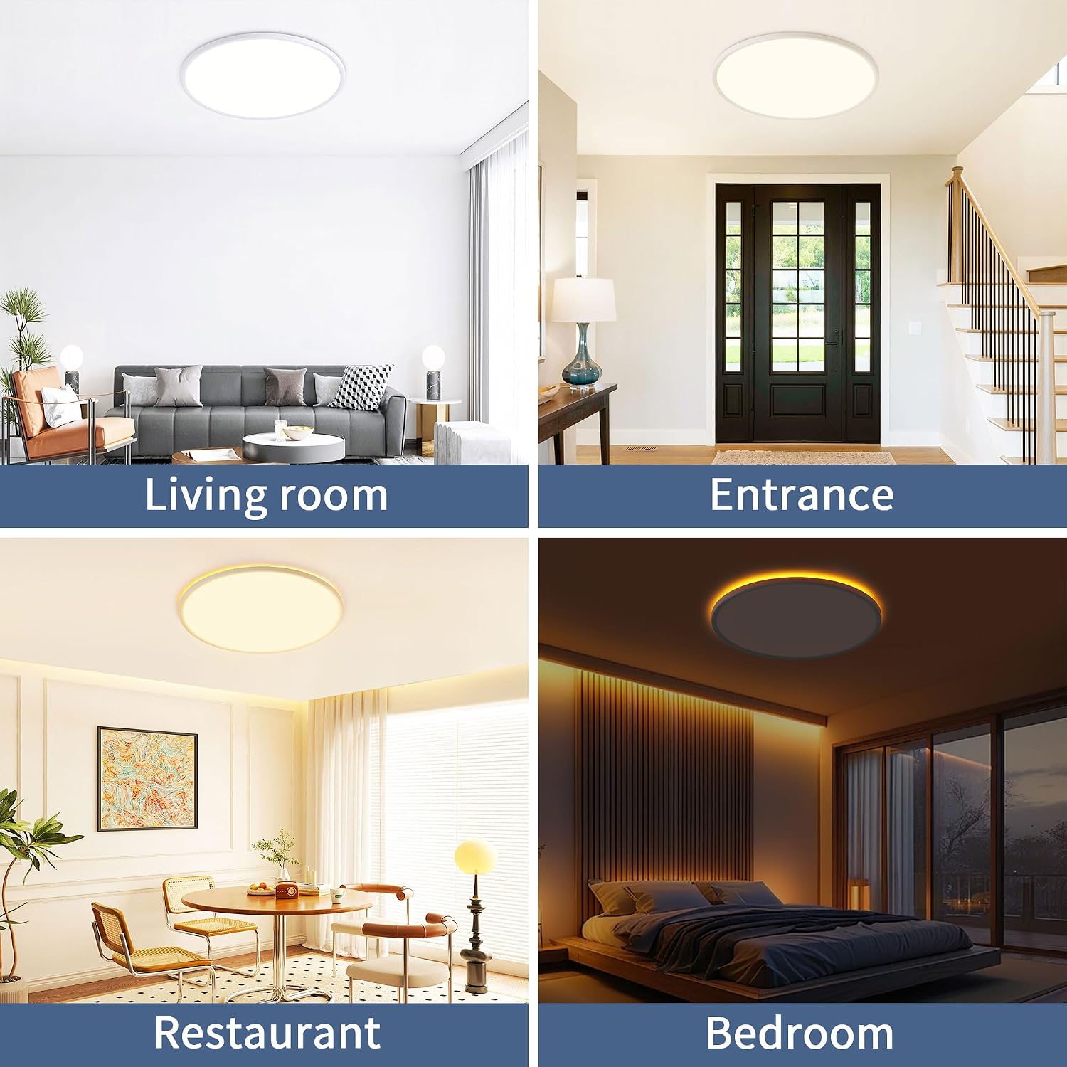Thumbnail 6 de KIWIVIC 30cm LED Ceiling Light with Dimmable Main Light and 1800K Night Backlight