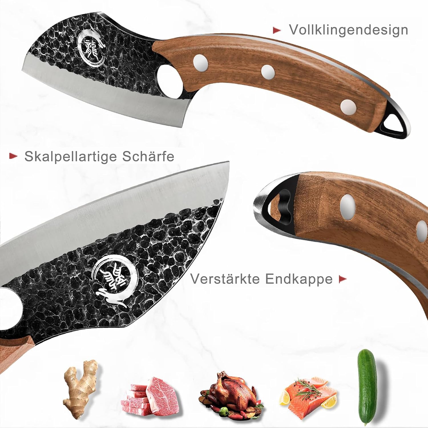 Detalle de Plys Cuchillo de Chef Japonés con Funda de Cuero 🍣