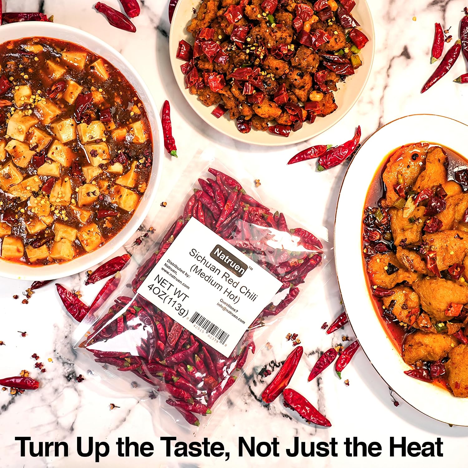 Detalle de Natruen Dried Sichuan Red Chili Pods, 4 oz, Medium-Hot Whole Chilies