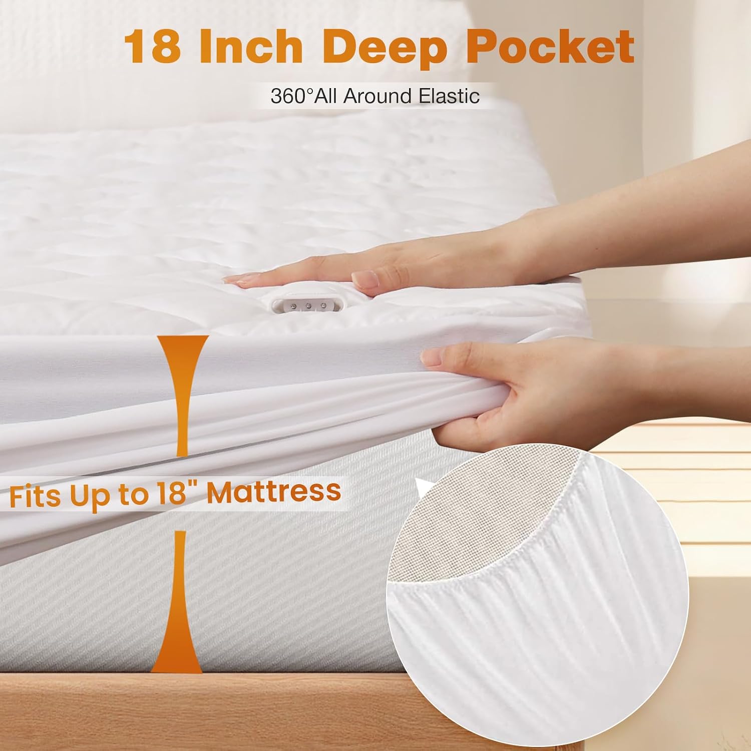 Detalle 2 de DOPEDIO Twin XL Heated Mattress Pad, White, 12 Heat Settings
