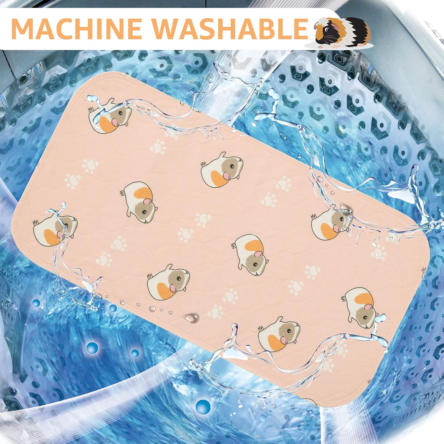 Detalle de Scenereal Guinea Pig Cage Liner 2 Packs with Cleaning Brush – Reusable 24x47in, Washable Pee Pads