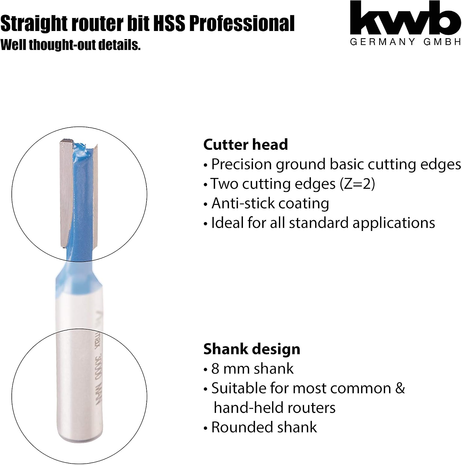 Thumbnail 2 de kwb HSS Nutfräser Ø 20 mm – Hartmetallbestückt, 8 mm Spanschafft für exaktes Fräsergebnis