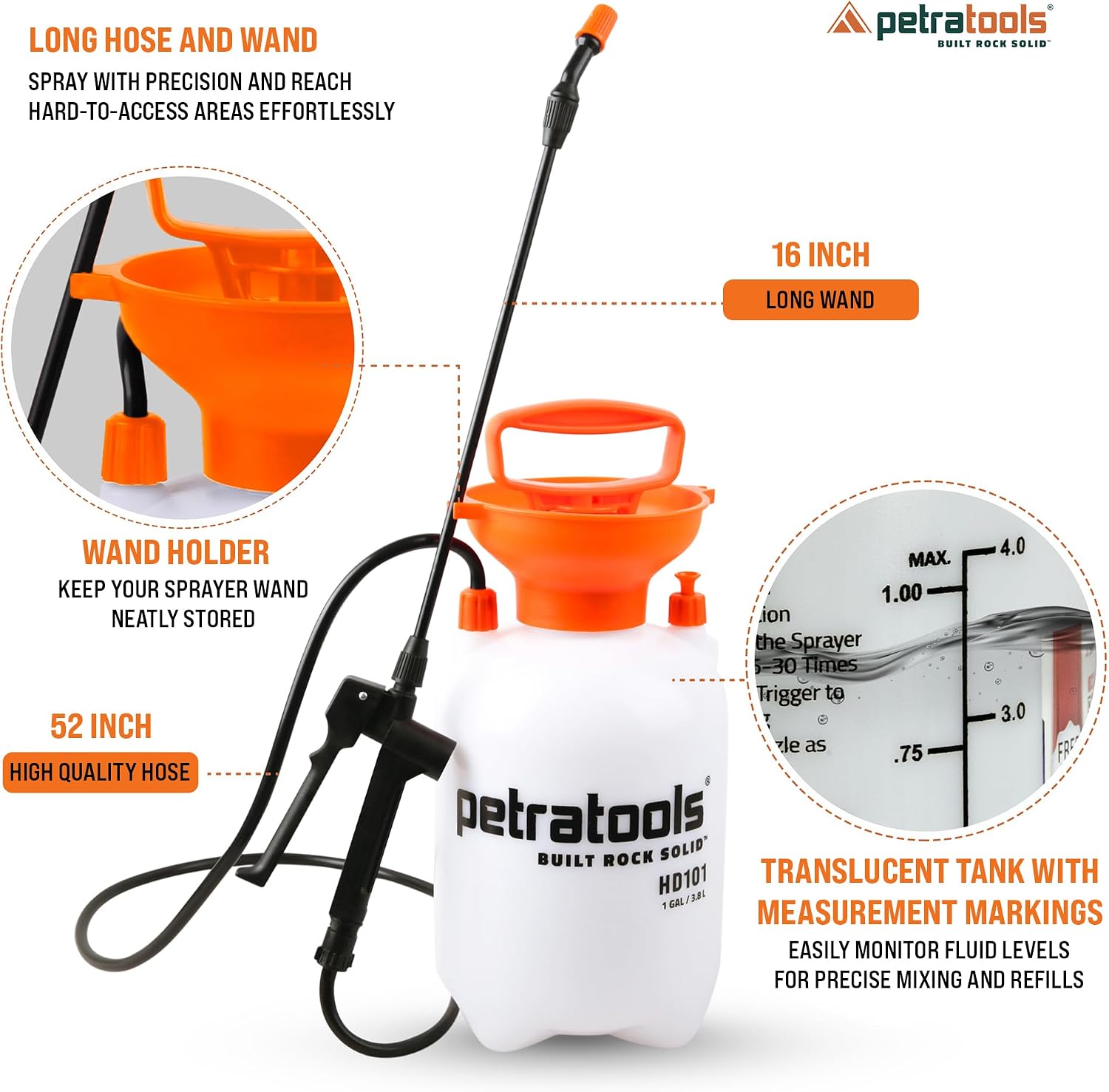 Thumbnail 6 de PetraTools HD101 Garden Sprayer: 1 Gallon with 52-inch Hose and 2 Nozzles