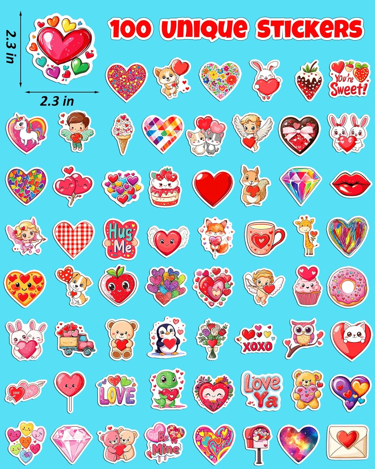 Thumbnail 5 de 100Pcs Valentines Stickers Pack 🎉