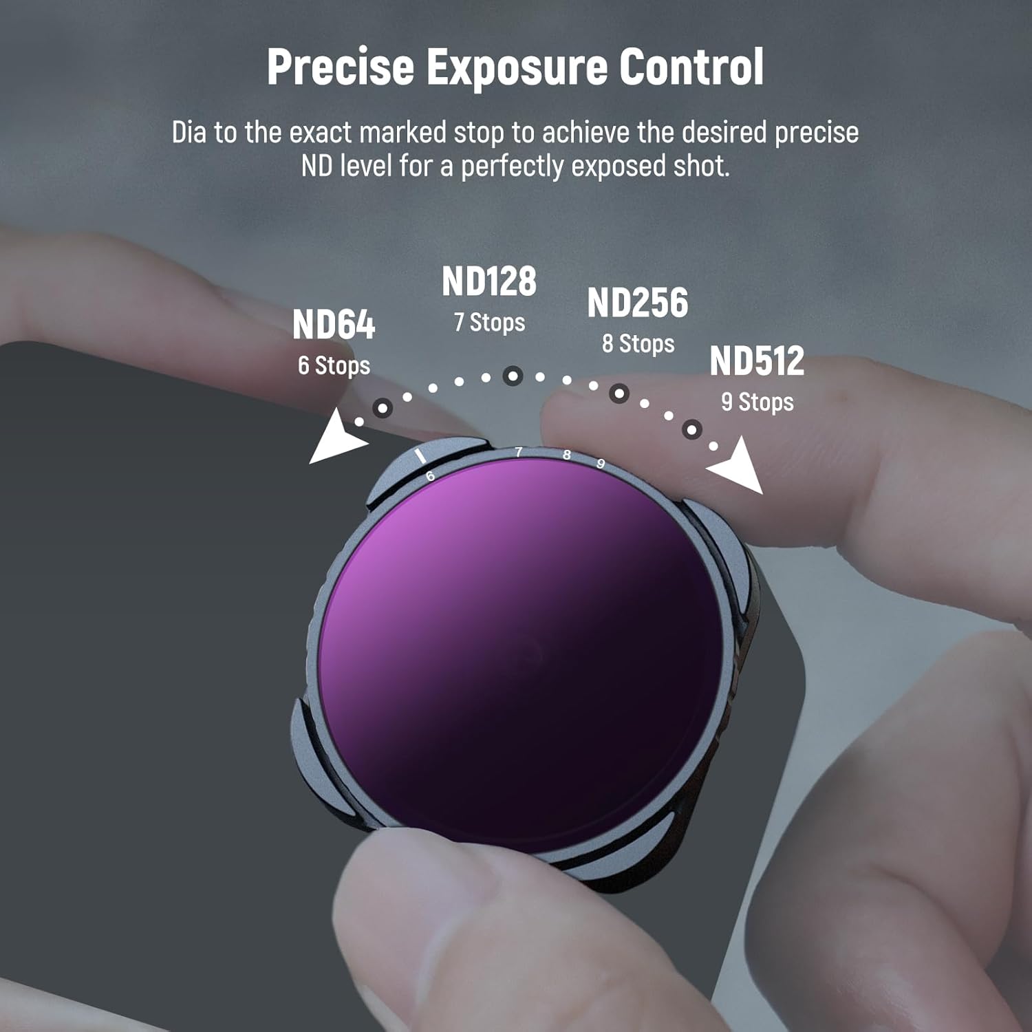 Thumbnail 2 de NEEWER Variabler ND64–ND512 Filter für GoPro Hero 13–9 – 5 bis 9 Blendenstufen