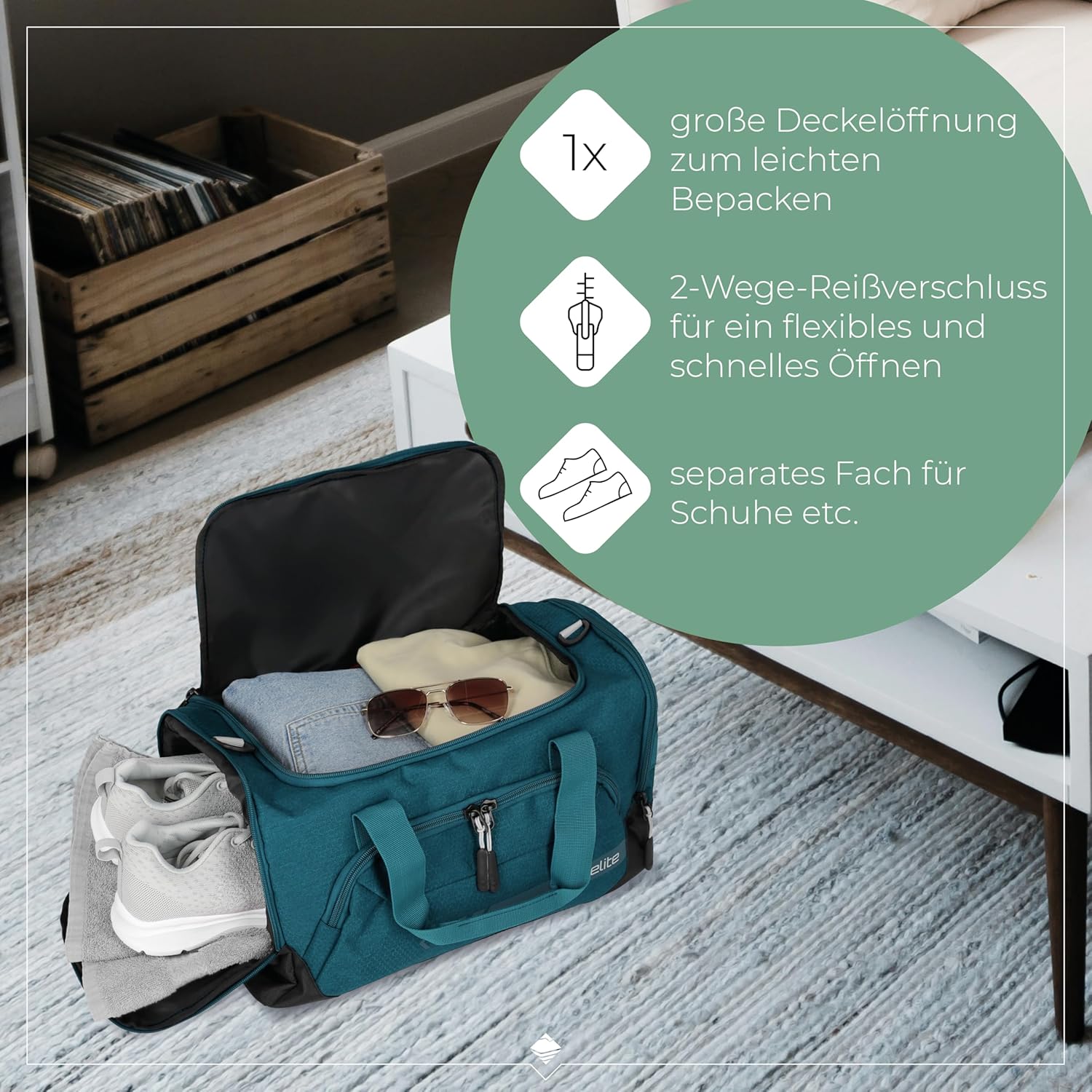 Detalle 2 de travelite Reisetasche Handgepäck „Kick Off“ als Weekender (40 cm, 23 Liter) – leicht & für Sport/Urlaub
