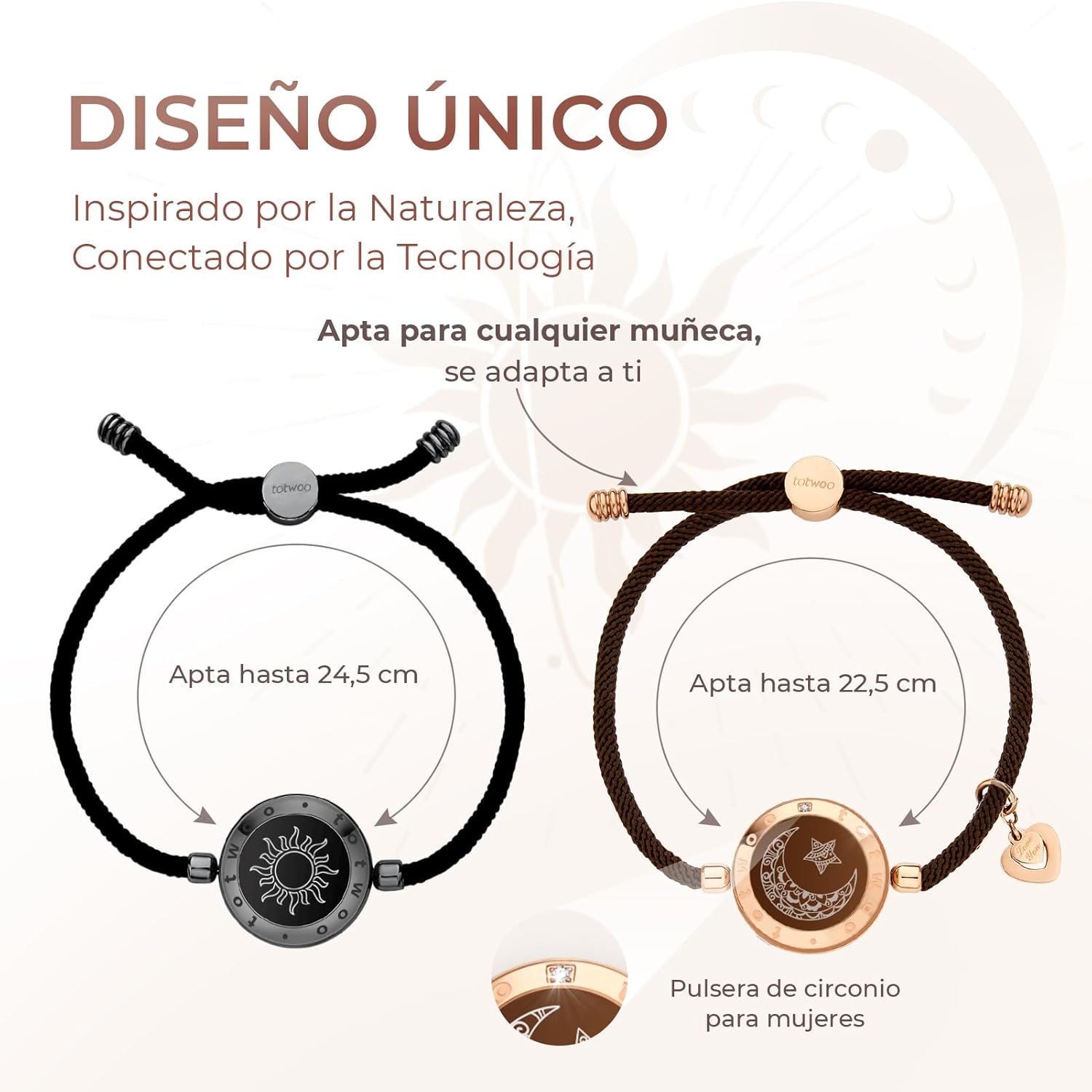 Detalle 2 de TOTWOO Pulseras Inteligentes de Pareja 316L