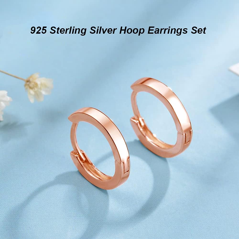 Thumbnail 1 de Deyanse 925 Sterling Silber Creolen-Set (3 Paar) – Unisex Klapp-Creolen in 9/11/13 mm