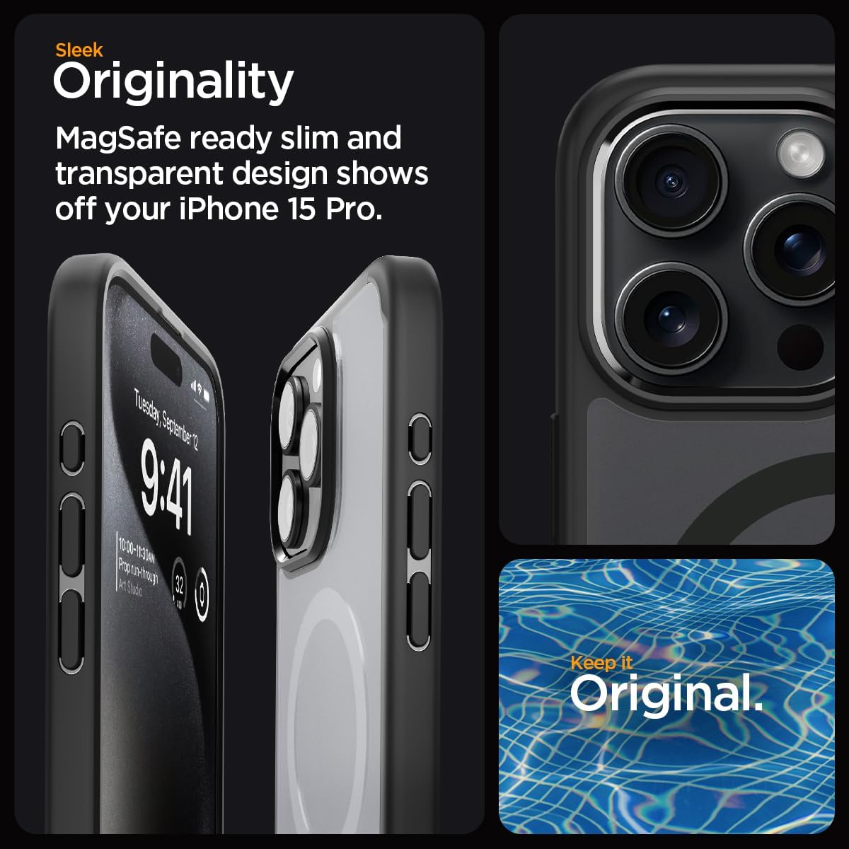 Detalle de Spigen Ultra Hybrid MagFit pour iPhone 15 Pro 6,1" — Semi-transparent
