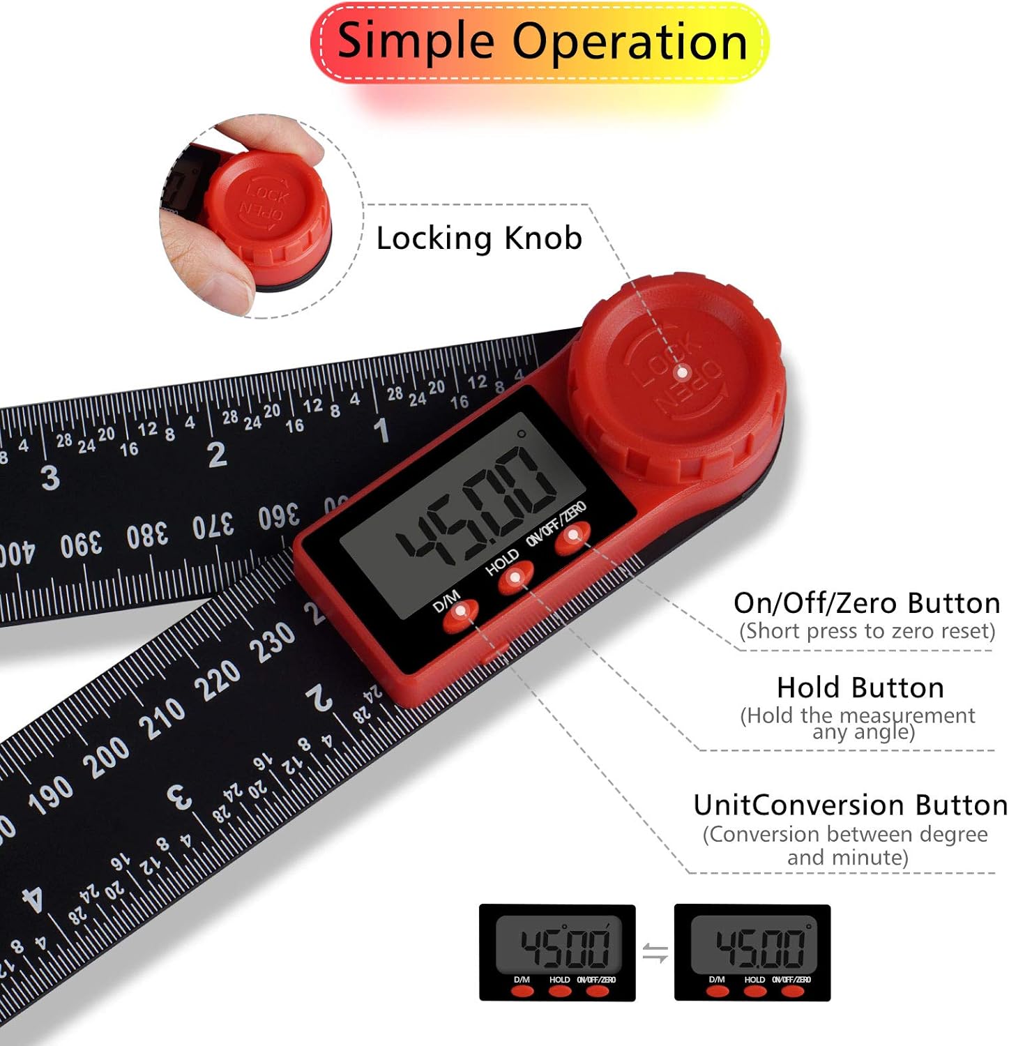 Thumbnail 2 de 2-in-1 digitaler Winkelmesser Aweohtle 600 mm