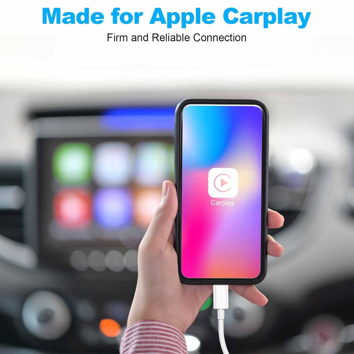 Detalle 2 de Car Apple Carplay Cable: USB A to Lightning, 3FT for iPhone CarPlay