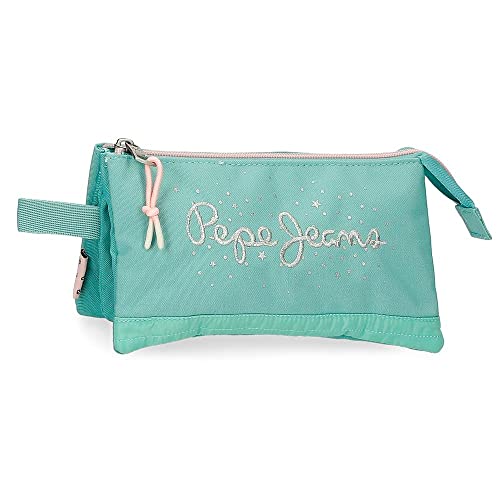 Detalle de Pepe Jeans Jane Estuche triple azul 22x12x5 cm