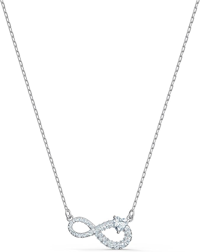 Detalle de Swarovski Collar Infinity blanco, baño de rodio 💍