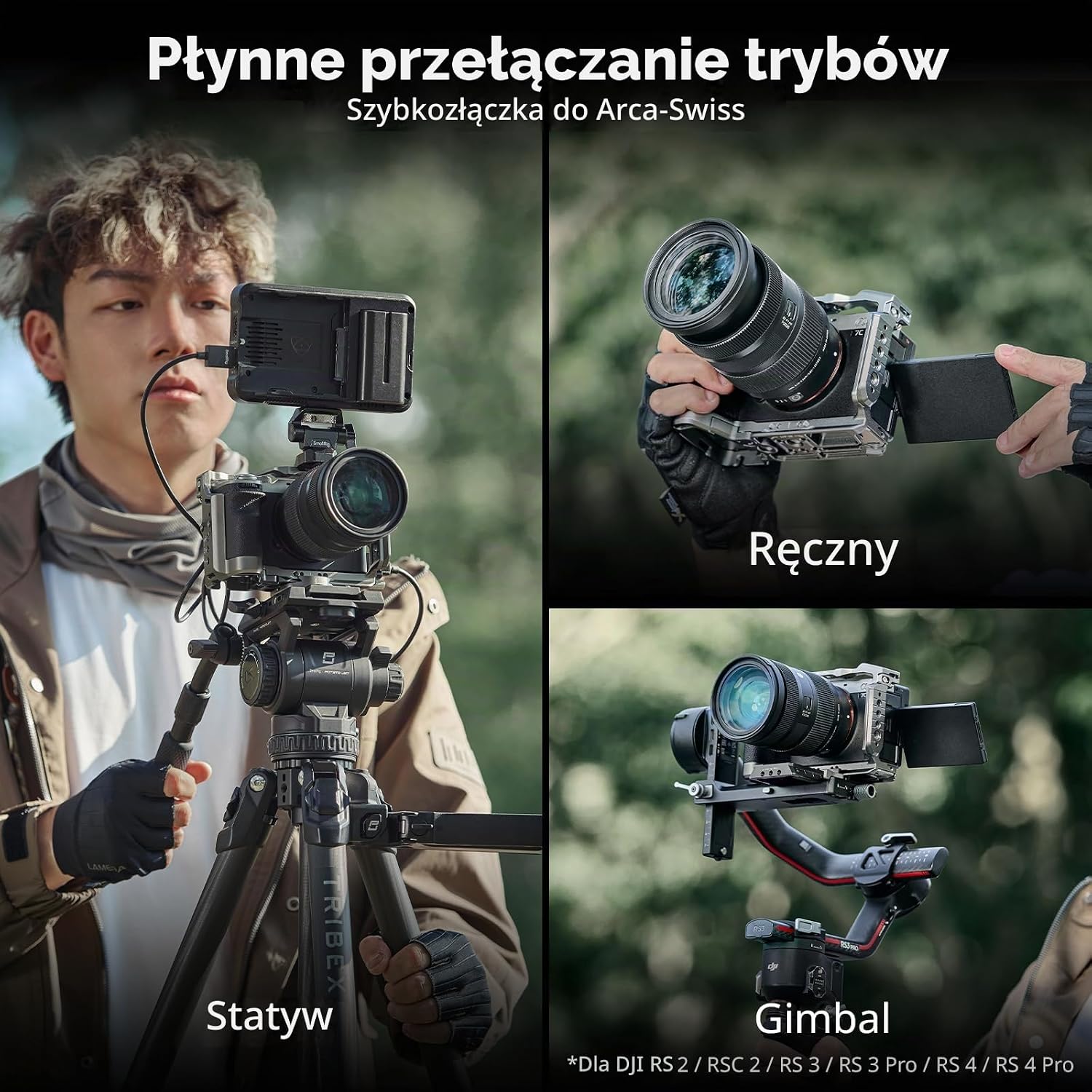 Thumbnail 6 de SMALLRIG 5198 – klatka do Sony A7C II/A7CR z uchwytem silikonowym i płytką Arca-Swiss