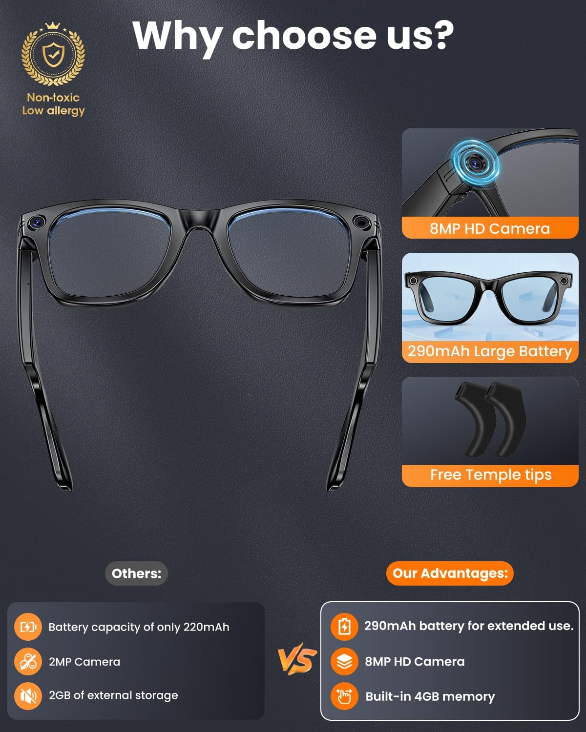 Thumbnail 2 de Mingtawn Smart Glasses with 290mAh Battery