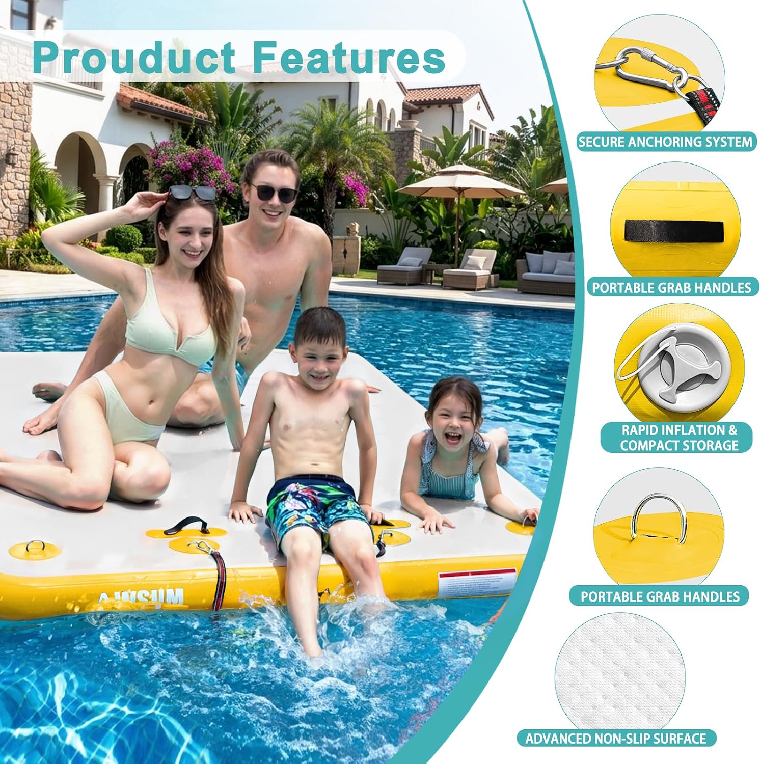 Detalle de AWSUM Inflatable Floating Dock Air Dock Platform – Stable, Modular Water Platform