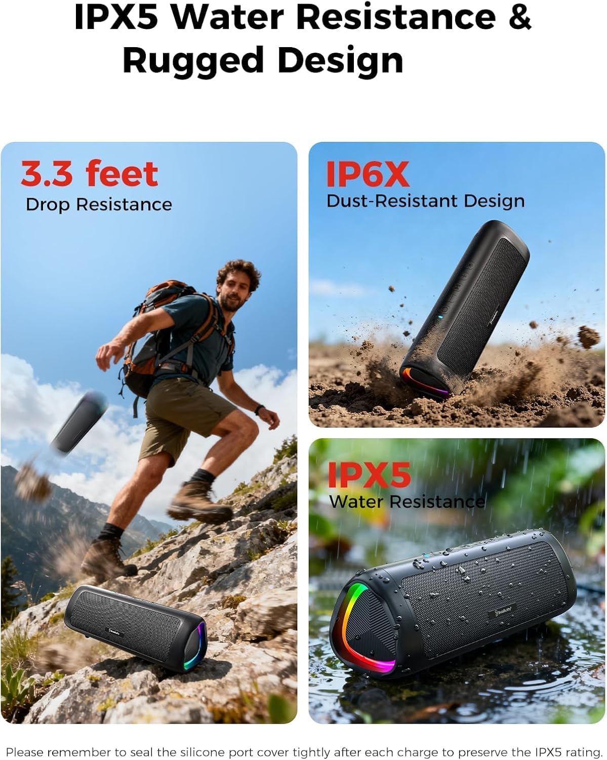 Detalle 2 de BolaButty Bluetooth Speaker with HD Sound (IPX5, up to 20H, TWS pairing) — Portable Wireless Speaker in Black