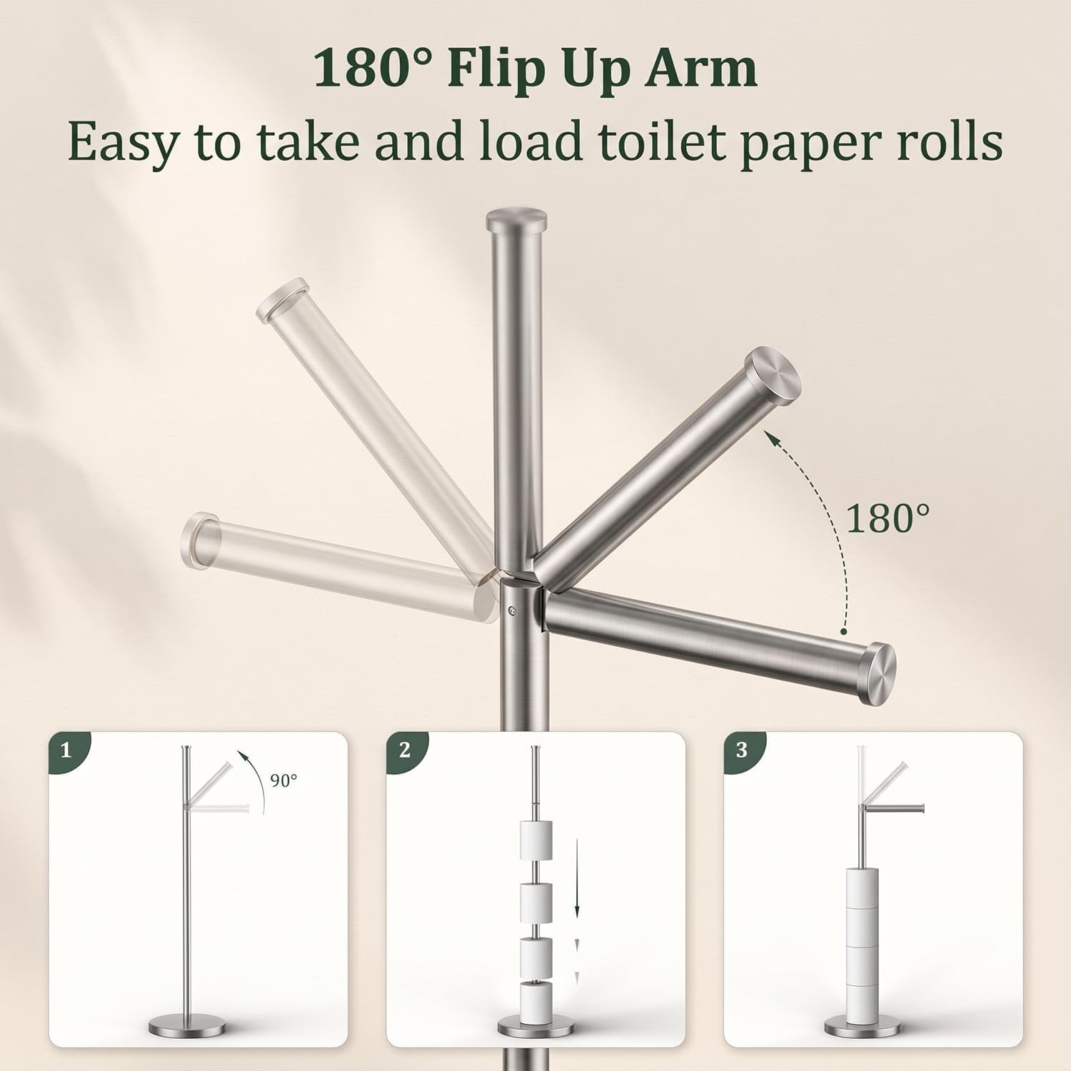 Thumbnail 1 de Evolvegoods EV1080N Freestanding Toilet Paper Holder, Brushed Nickel, 5-Roll Storage