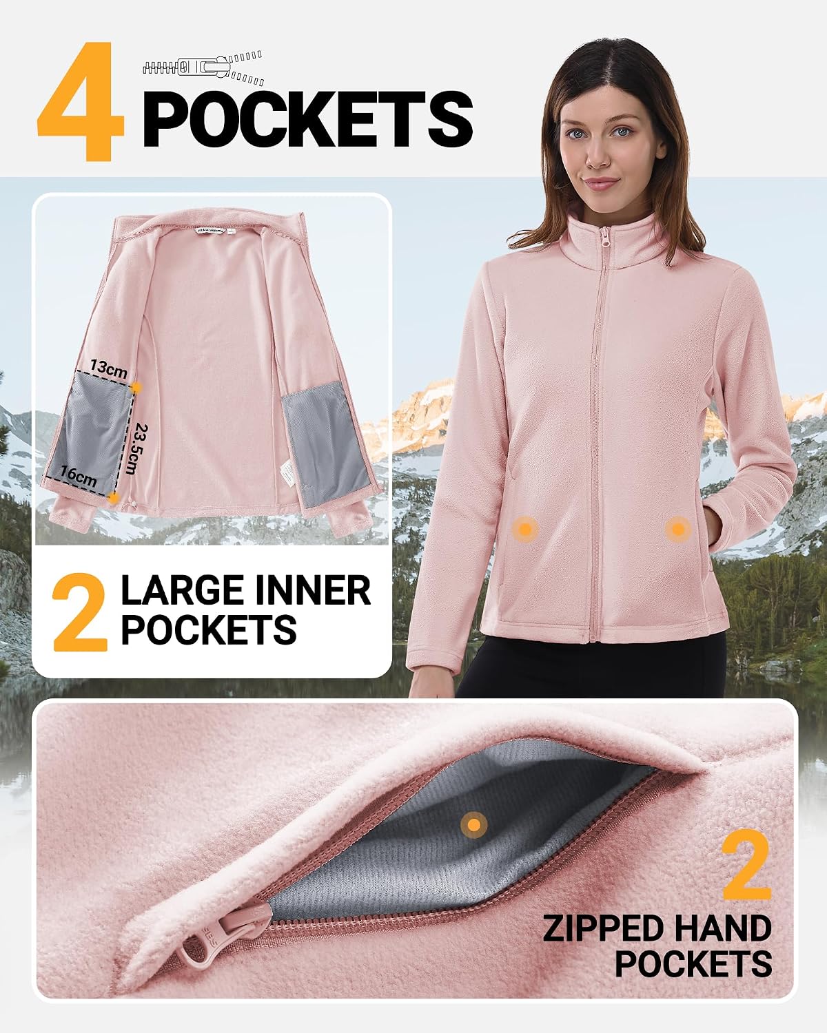 Thumbnail 2 de Outdoor Ventures Women's Fleece Jacket: Lightweight, Warm Full-Zip Coat with 4 Pockets
