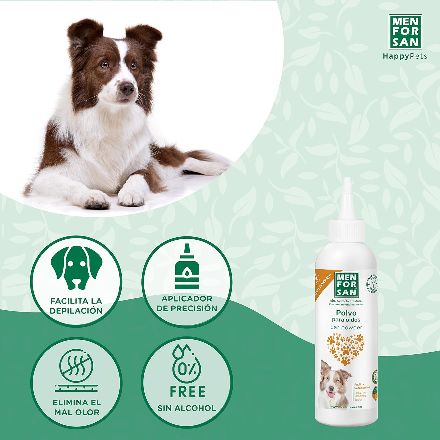 Detalle de MENFORSAN Polvere per orecchie 30 g: depilazione sicura del condotto uditivo per cani (vegano)