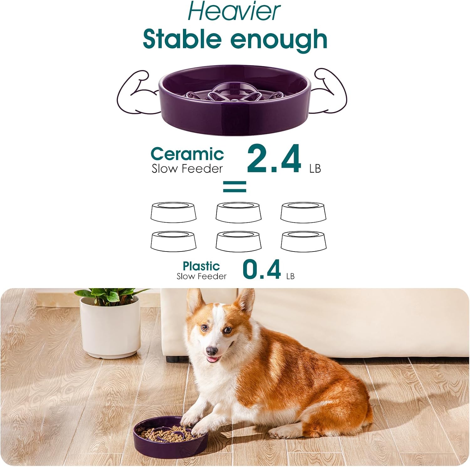 Detalle de vancasso Ceramic Slow Feeder Dog Bowl
