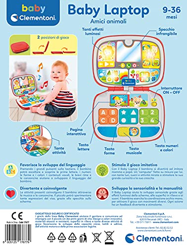 Detalle de Clementoni Baby Laptop Amici Animali – Computer educativo per bambini 9-36 mesi (17677)