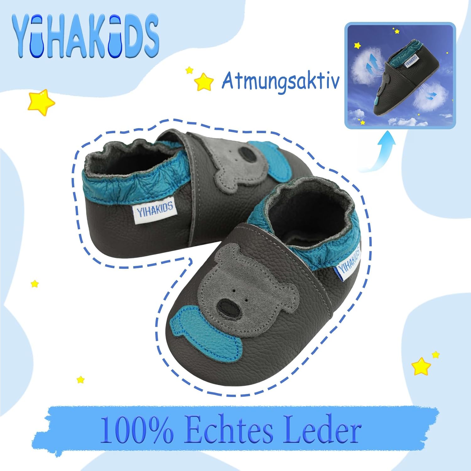 Thumbnail 1 de YIHAKIDS Krabbelschuhe – Leder Babyschuhe für 0–3 Jahre, Lauflernschuhe, Unisex Hausschuhe