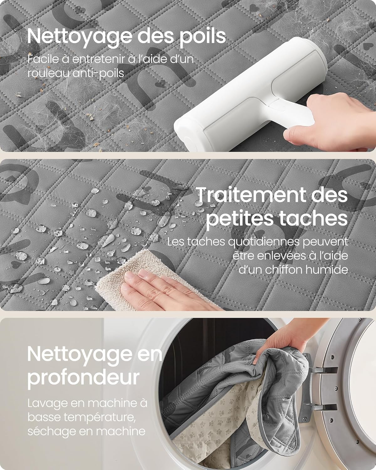 Detalle de Feandrea Couverture Chien Imperméable et Lavable 178 x 76 cm – Gris Tourterelle (PPB025G01)