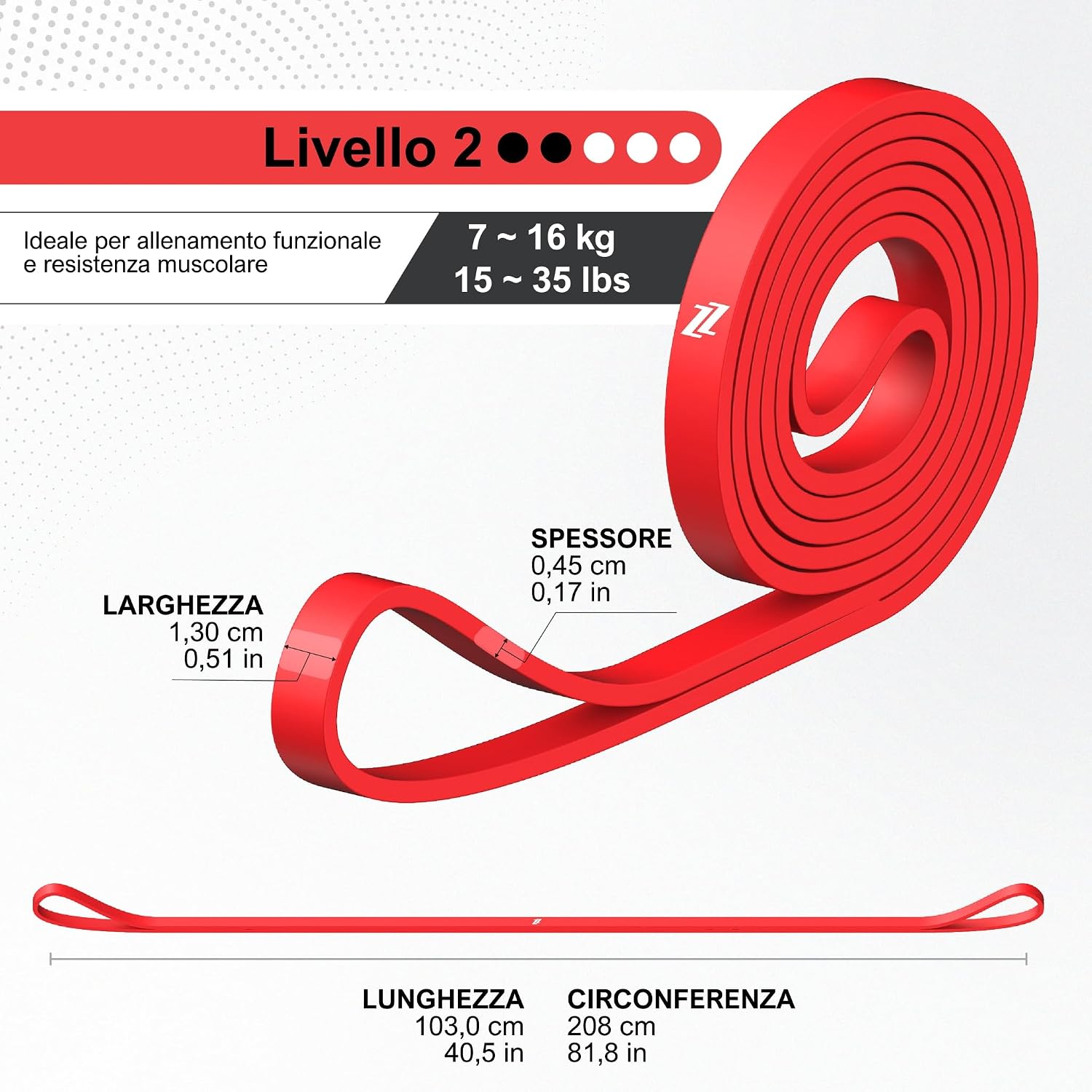 Detalle de Bande di Resistenza Individuali e Set di Elastici (3 o 5 pezzi) – Allenamento funzionale, estensione e forza
