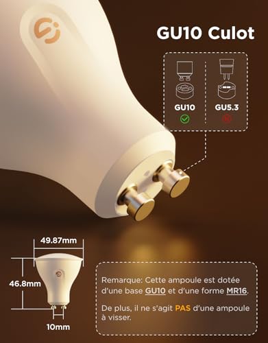 Thumbnail 8 de Govee Ampoule Connectée WiFi GU10 RGBWW avec Matter — 4 Pack, 400LM, 16 M couleurs, synchronisation musique