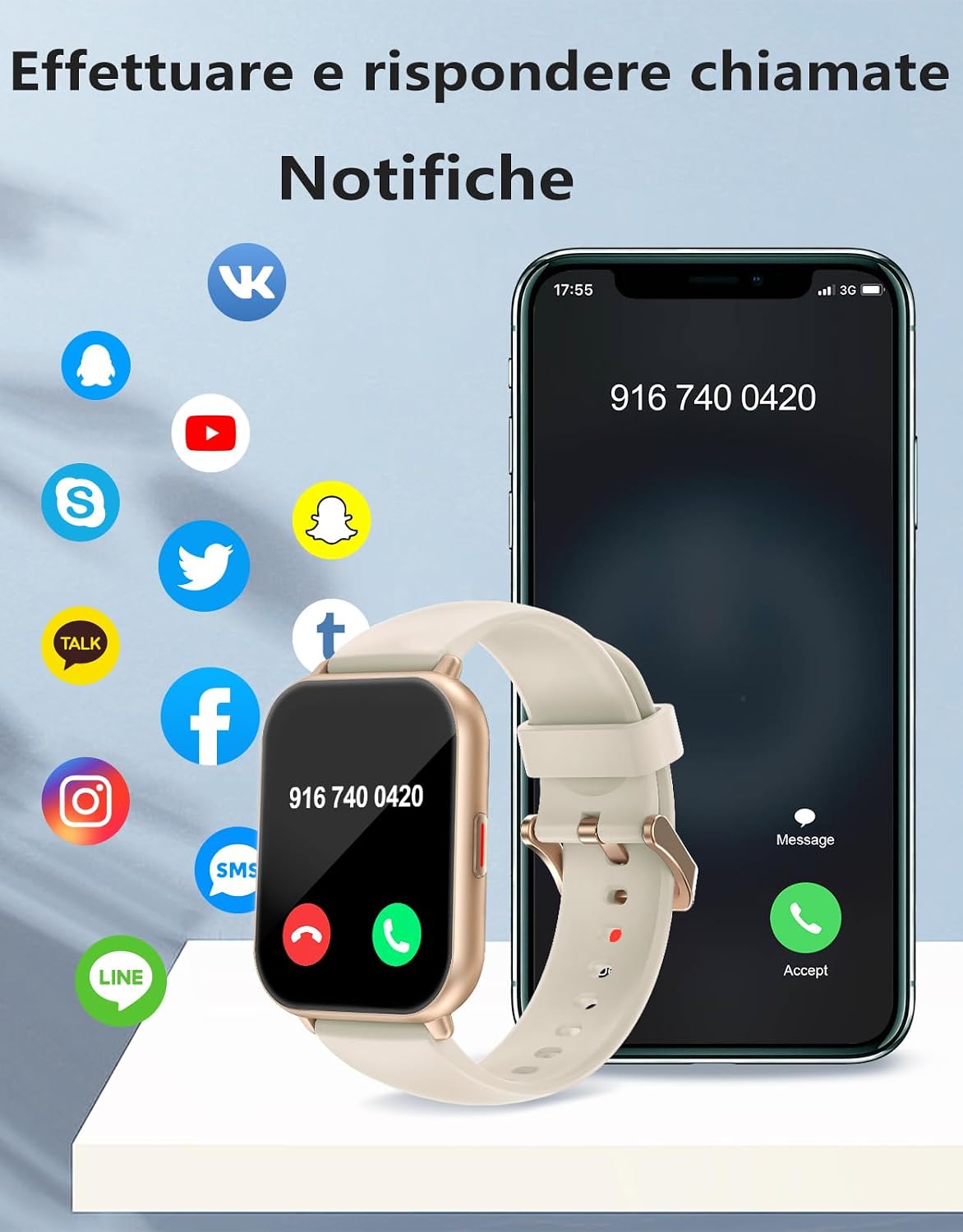Detalle 1 de RUIMEN Smartwatch Chiamate e Fitness