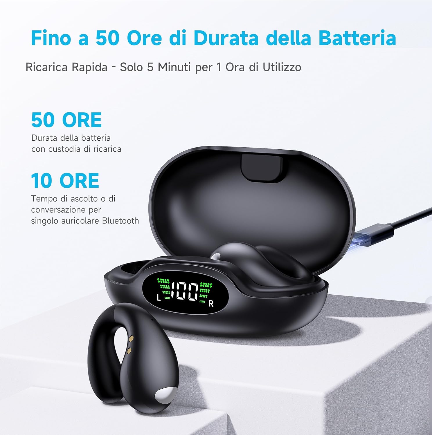 Thumbnail 4 de 2026 Sports Cuffie Bluetooth 6.1: Auricolari clip sportivi eleganti con custodia di ricarica e IPX7