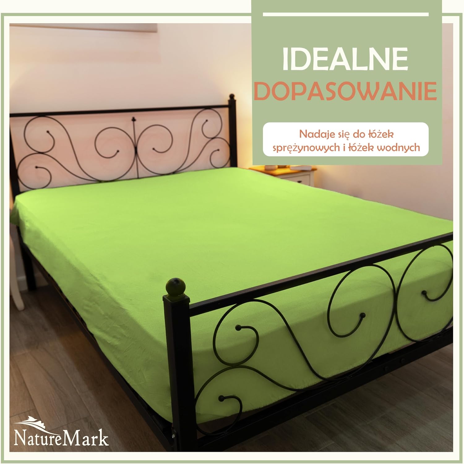 Detalle 2 de NatureMark mf_140_apfel prześcieradło z gumką 140 × 200 cm, mikrofibra, zielone jabłko