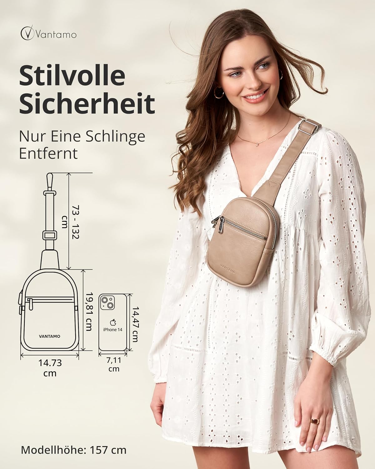 Thumbnail 1 de Vantamo Damen-Umhängetasche mit RFID-Blockierung & Anti-Taschendiebstahl-Clip