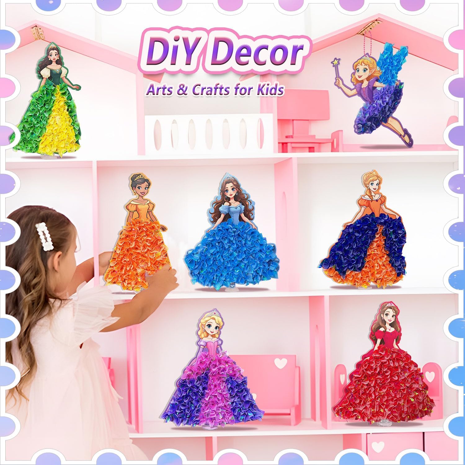 Detalle 2 de JRD&BS WINL DIY Prinzessin Stoff Kunst-Set (Poke-in) – kreatives Bastelset für Kinder ab 3 Jahren