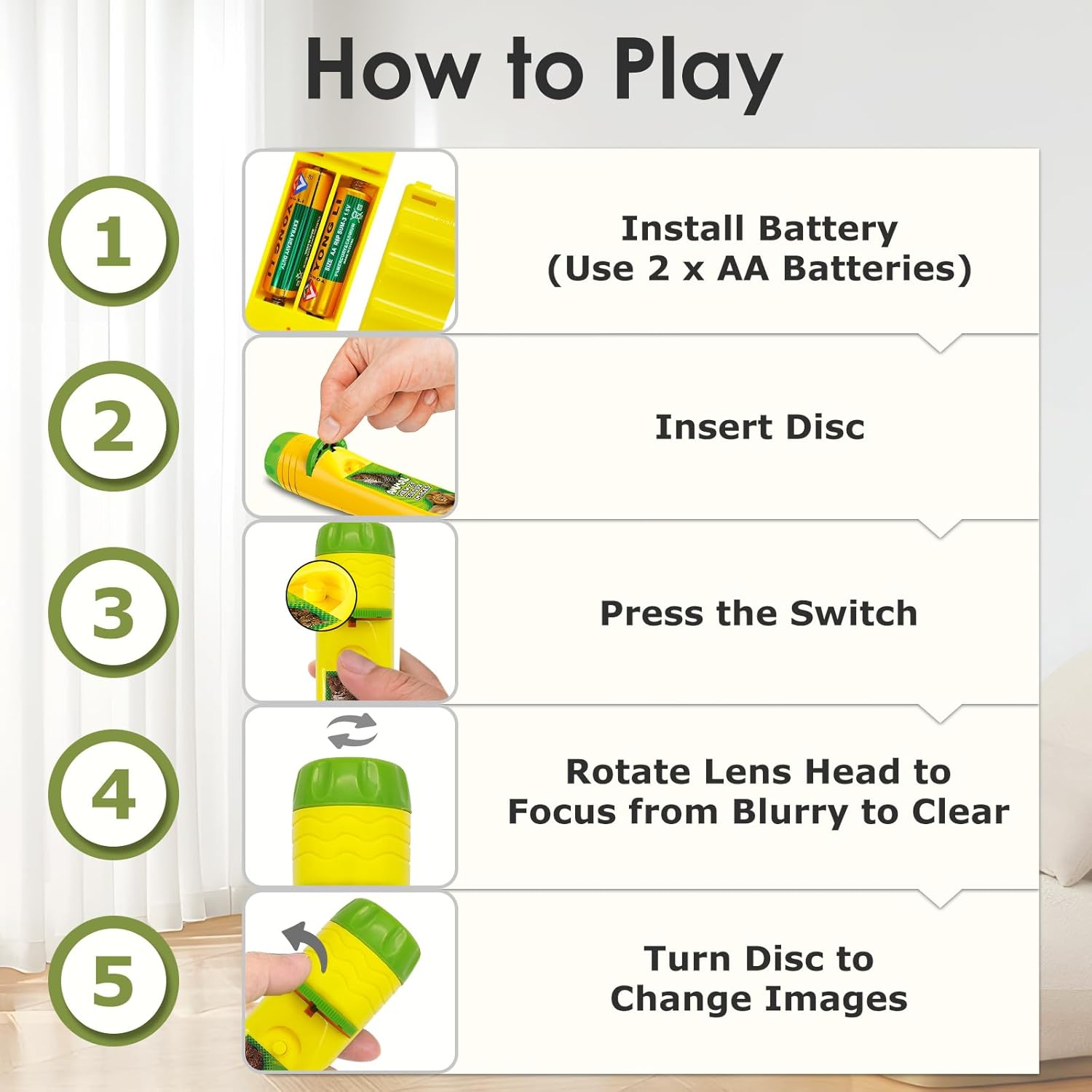 Thumbnail 4 de Pup Go Animal Torch and Projector for Kids (Ages 3–7) with 24 Images & 3 Discs