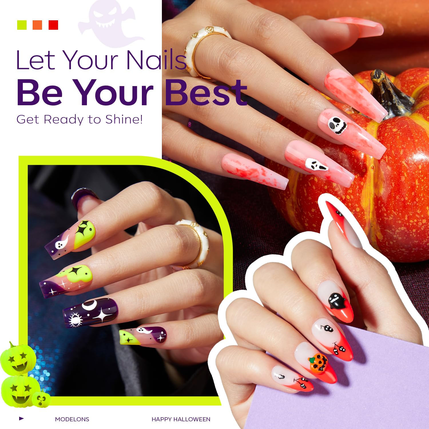 Detalle de Modelones Neon Gel Nail Polish Set, 6 Colors