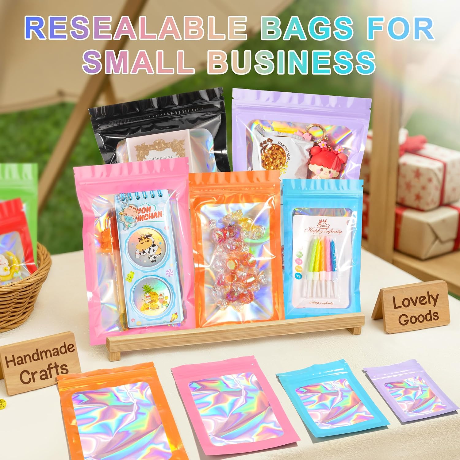 Thumbnail 3 de ANZNKU 100 Pcs Smell Proof Mylar Bags with Clear Window (White, 4.7 x 7.9 in)