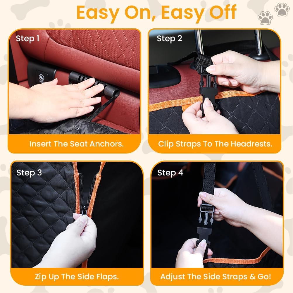 Thumbnail 6 de KYG 5-in-1 Waterproof Dog Car Seat Cover with Hammock Design, Universal Fit 53" x 58