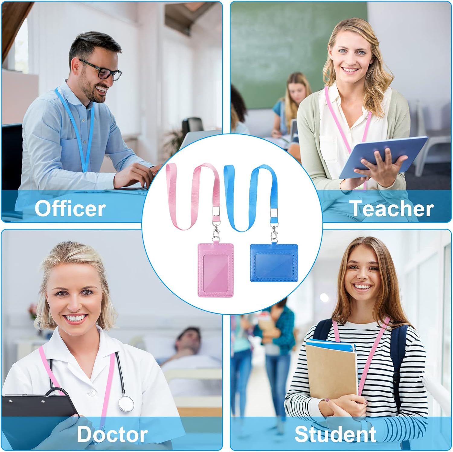 Thumbnail 6 de Vicloon Porte-badge cuir PU 2 pièces 🎫