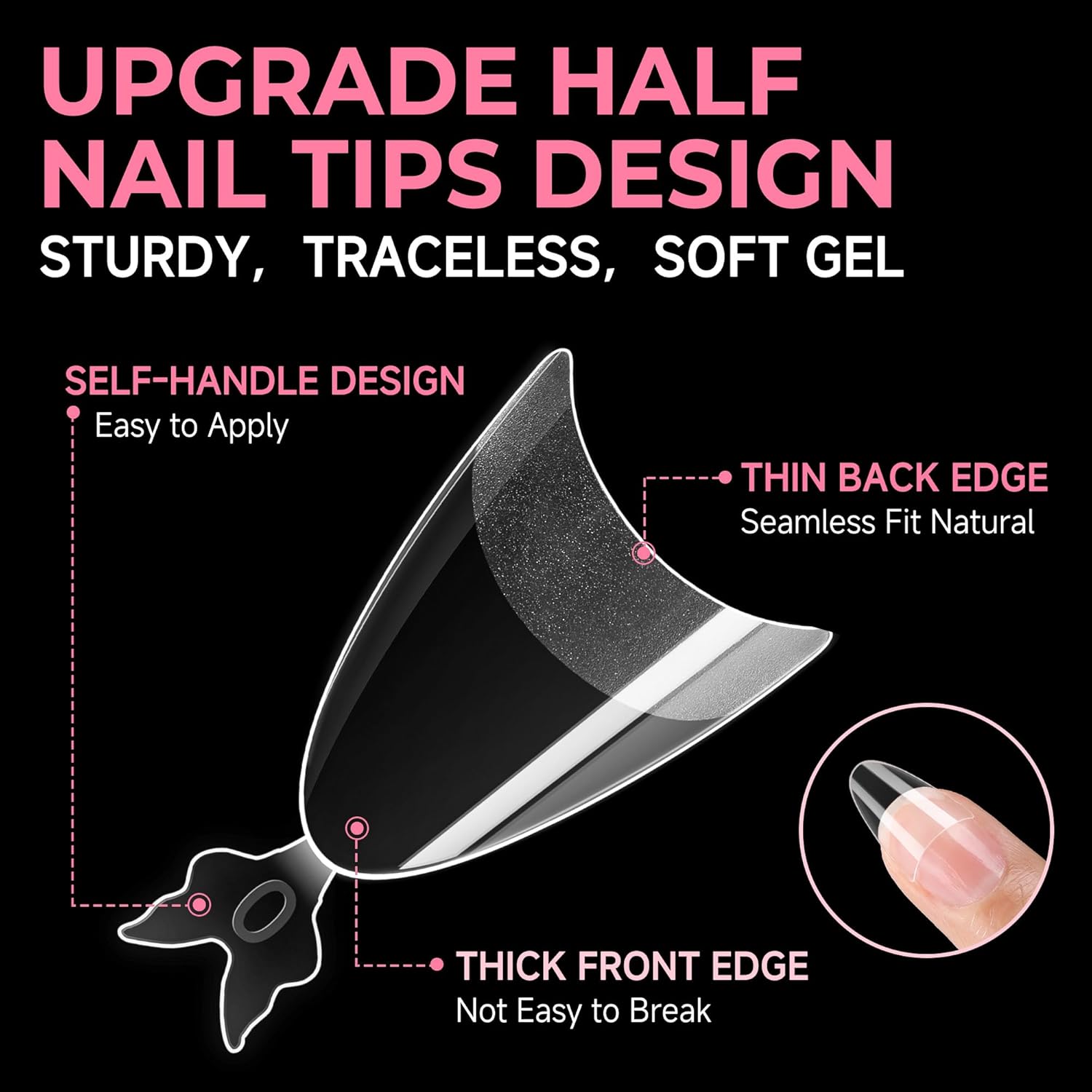 Detalle 2 de UNA GELLA Gel Nail Tips, Medium Almond
