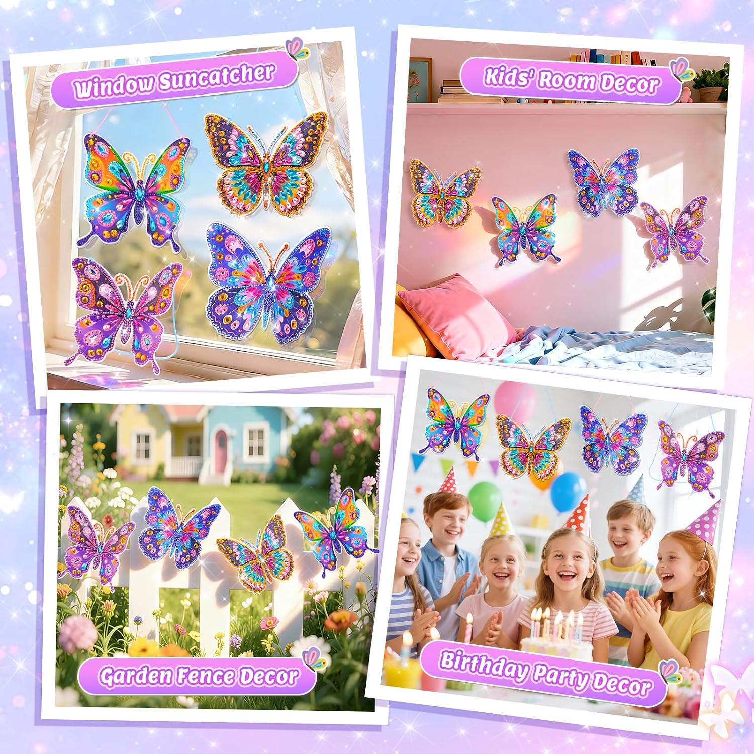 Detalle 2 de Gifts for 5–12 Year Old Girls: 3D Butterfly Diamond Painting Sun Catcher Kit for Window Decoration