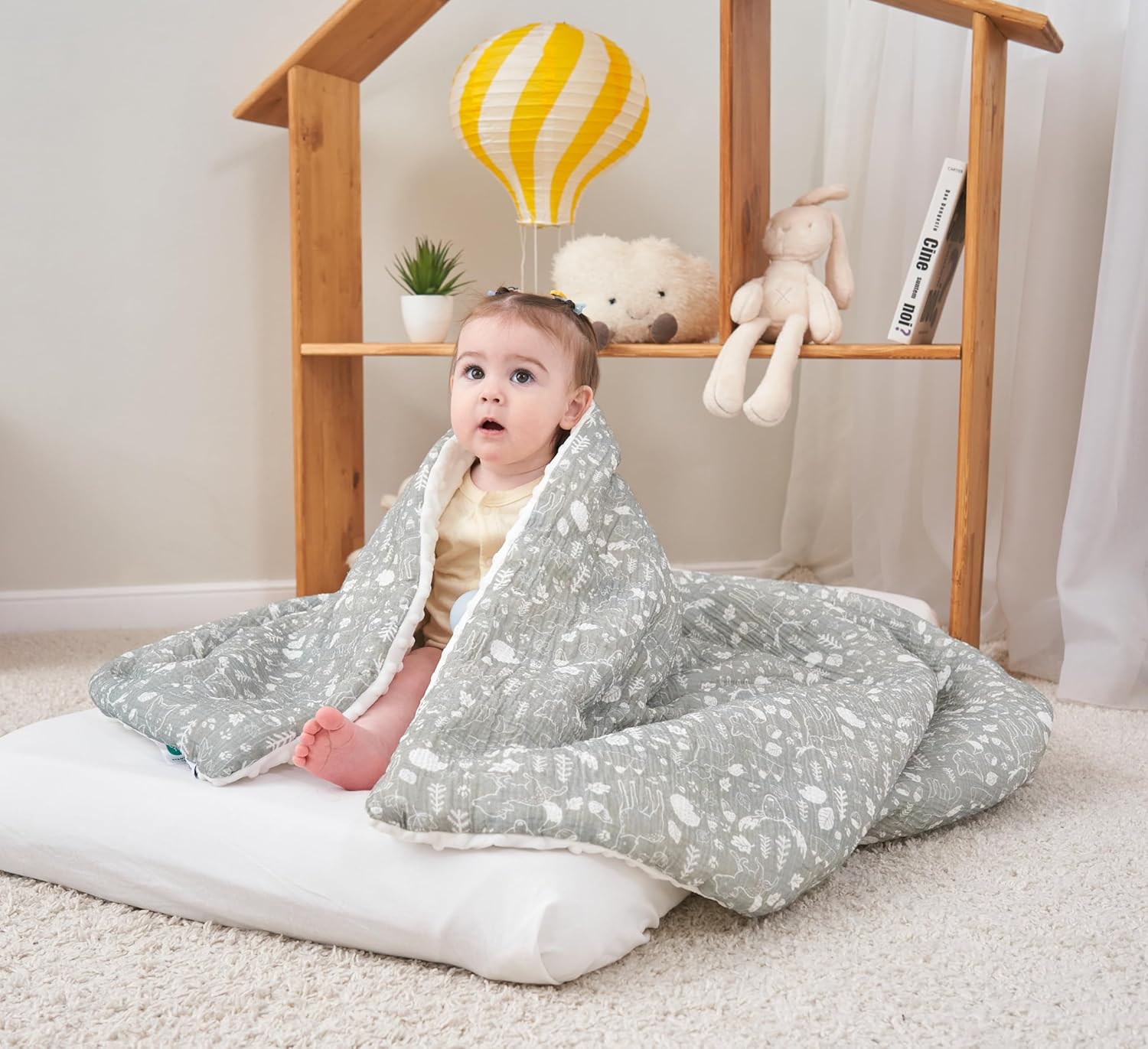 Thumbnail 4 de Couverture bébé/enfant en minky et mousseline Oeko-Tex 75x100 – couverture de sieste et plaid pour lit bébé